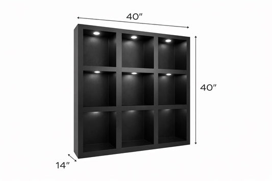 Illuminated Collector Display Cabinet Wall Showcase For Figures - Stumps Custom Wood