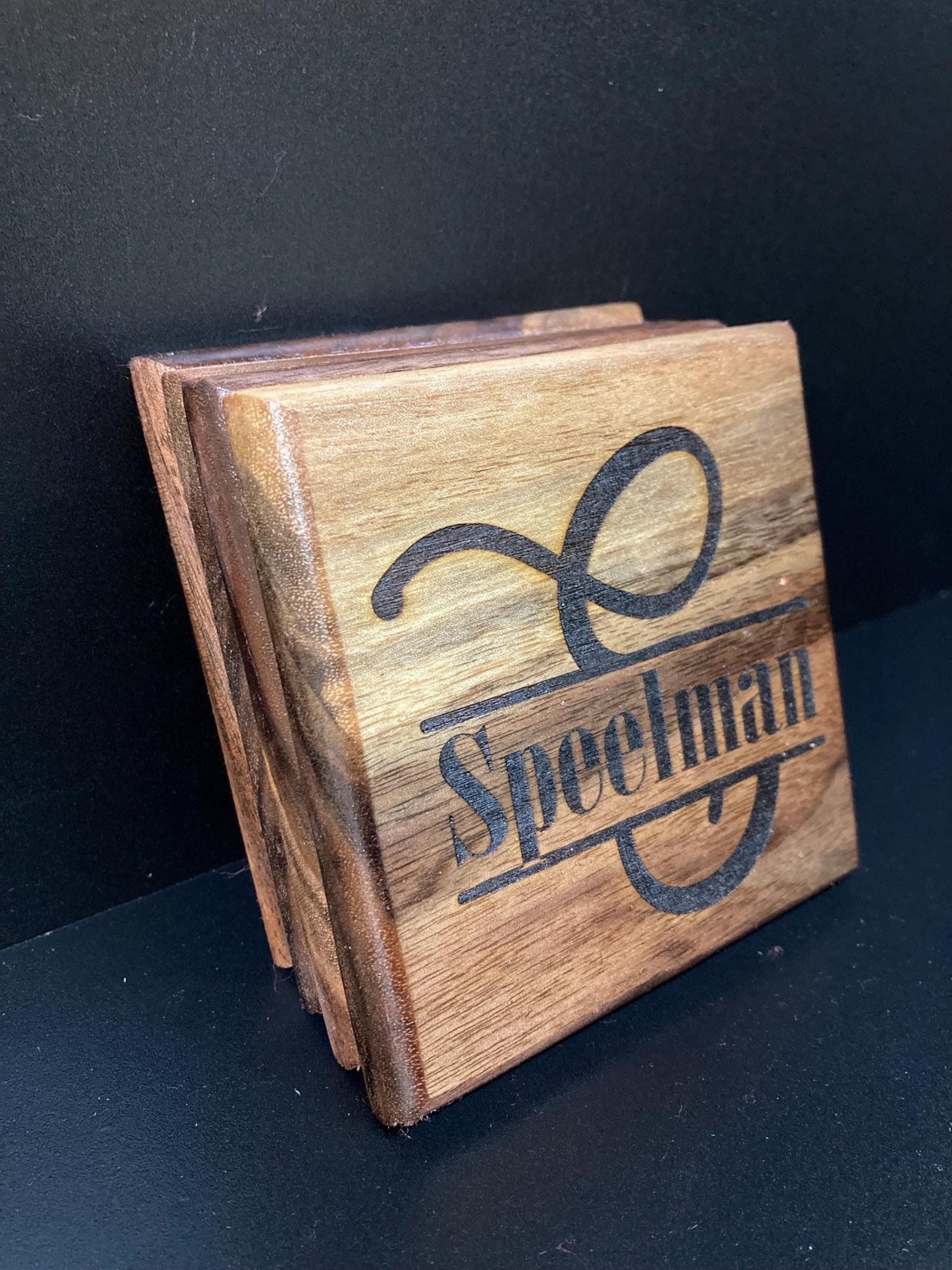 Monogram Coaster Set | Custom Engraved Drink Holder Coasters - Stumps Custom Wood