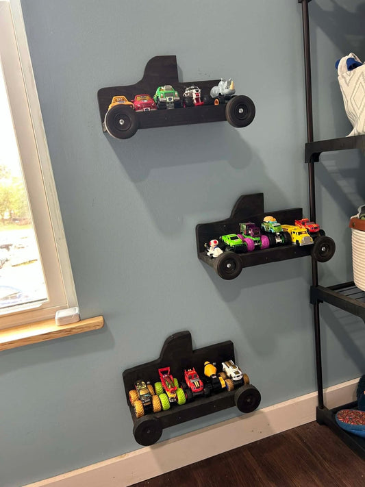 Monster Truck Wall Shelf For Kids Room Toy Display - Stumps Custom Wood