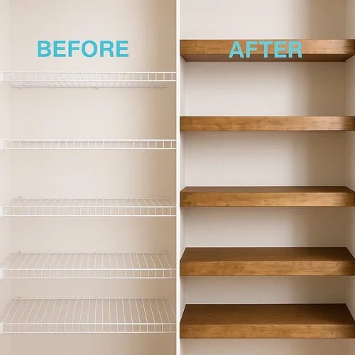 Wooden Wire Shelf Covers | Custom Floating Shelf Tops - Stumps Custom Wood