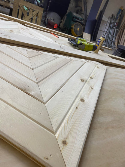 Custom Chevron Barn Door: Solid Pine, Modern Rustic Style