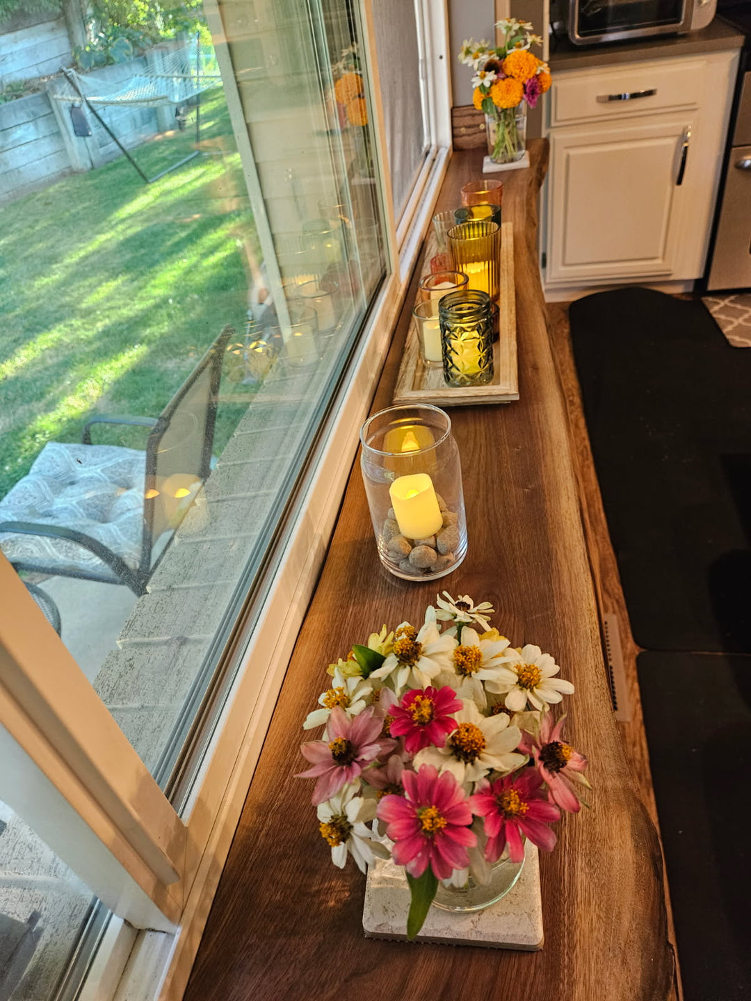 Walnut Live Edge Window Sill Shelf: Adhesive Rustic Plant Display