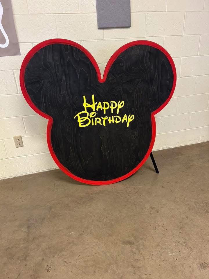 3ft Custom Mouse Head Birthday Sign – Party Rental - Stumps Custom Wood
