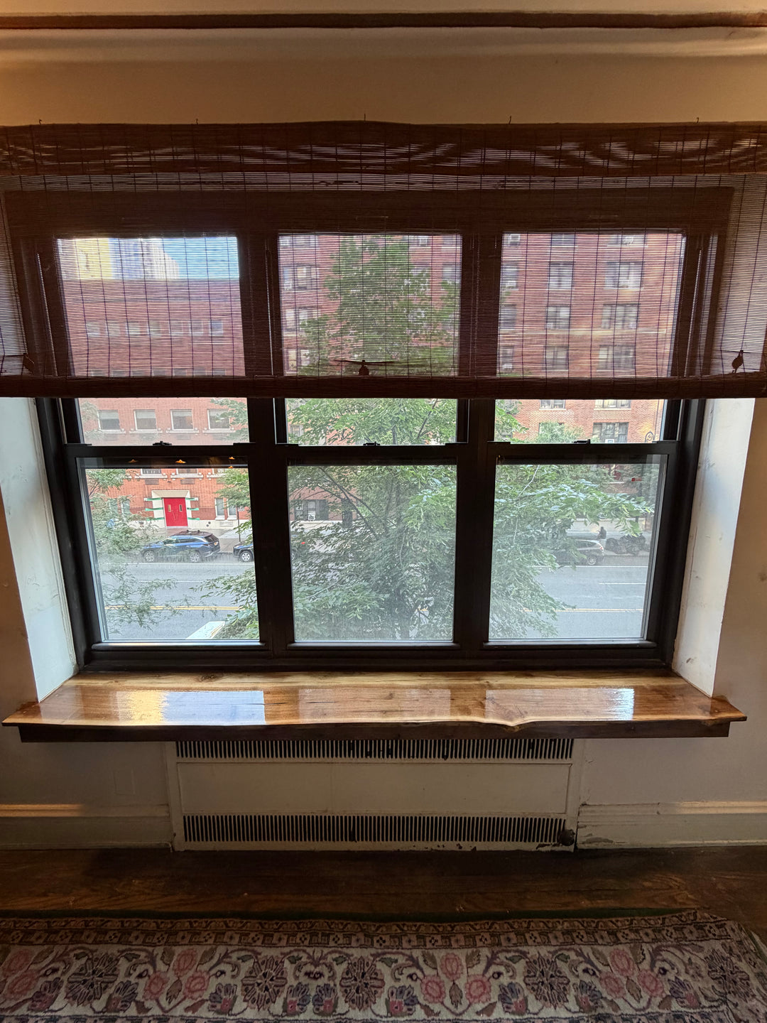 Walnut Live Edge Window Sill Shelf: Adhesive Rustic Plant Display