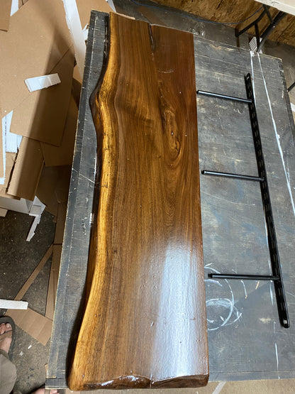 Walnut Live Edge Shelf: Rustic Floating Wall Shelves for Home & Office