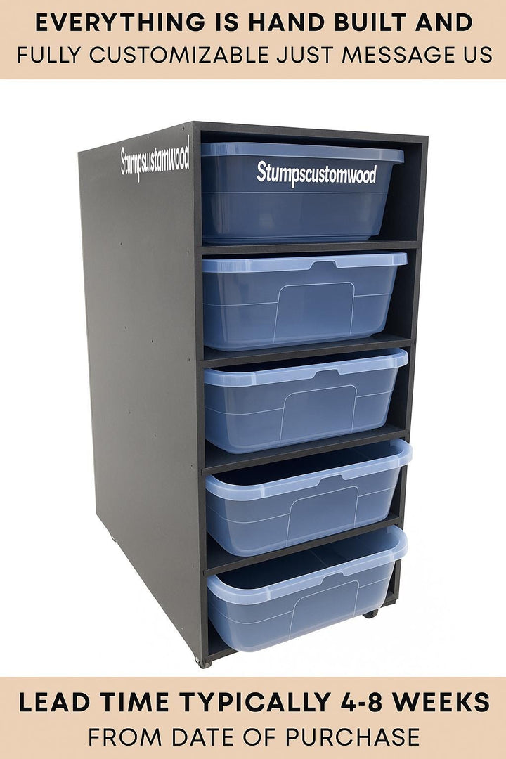 41qt PVC Snake &amp; Ball Python Rack with customizable storage bins for reptiles