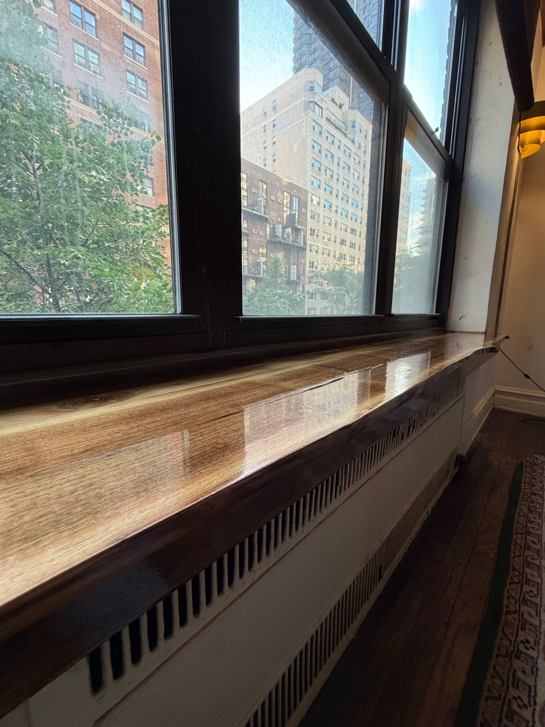 Walnut Live Edge Window Sill Shelf: Adhesive Rustic Plant Display