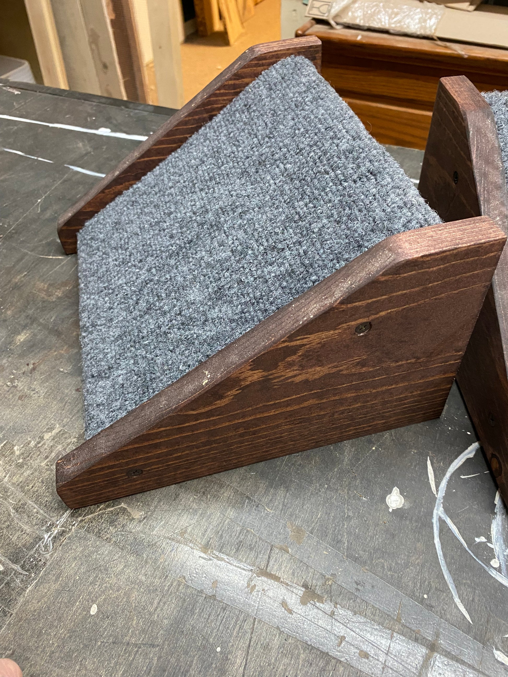 Wooden Dog Ramp helping senior dog climb stairs safely with non-slip surface