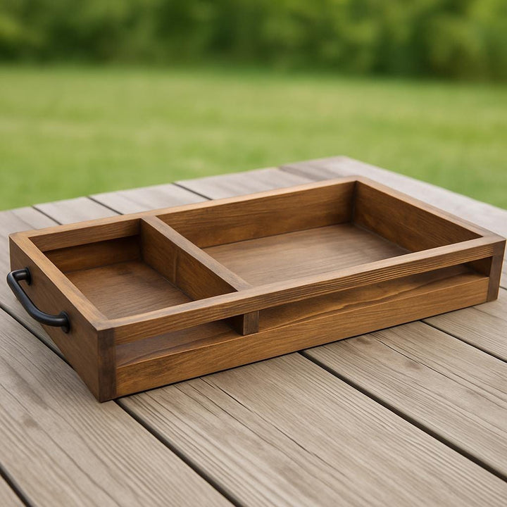 BBQ Grilling Tray Food Organizer | Custom Wood Tray for Grill Masters - Stumps Custom Wood