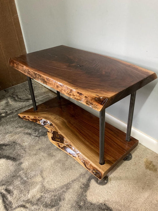 Black Walnut Live Edge Coffee Table | Industrial Modern Furnitue - Stumps Custom Wood