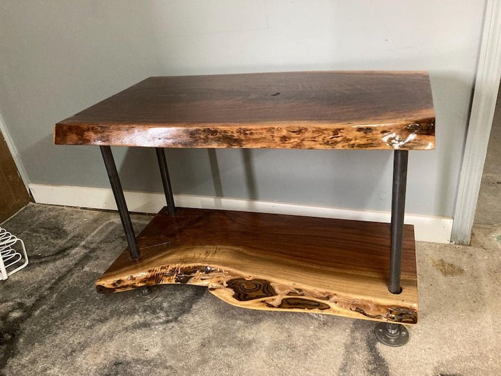 Black Walnut Live Edge Coffee Table | Industrial Modern Furnitue - Stumps Custom Wood