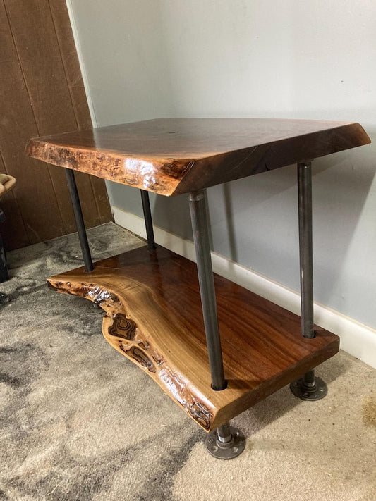 Black Walnut Live Edge Coffee Table | Industrial Modern Furnitue - Stumps Custom Wood