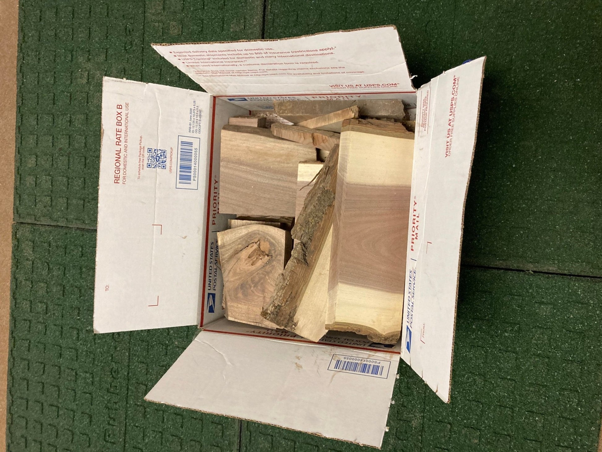 Bulk Walnut Wood Craft Scraps: 8lb Boxes (25 Units) - Stumps Custom Wood