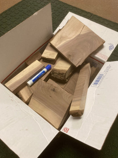 Bulk Walnut Wood Craft Scraps: 8lb Boxes (25 Units) - Stumps Custom Wood