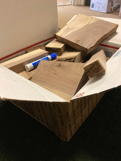 Bulk Walnut Wood Craft Scraps: 8lb Boxes (25 Units) - Stumps Custom Wood