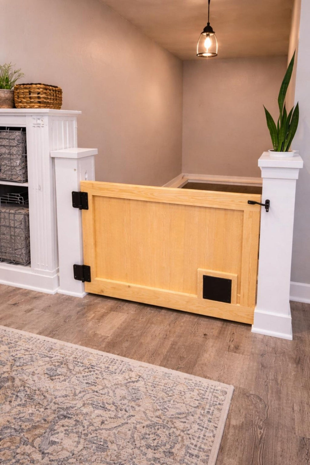 Cat Passage Gate Wood Baby Gate with Pet Opening - Stumps Custom Wood