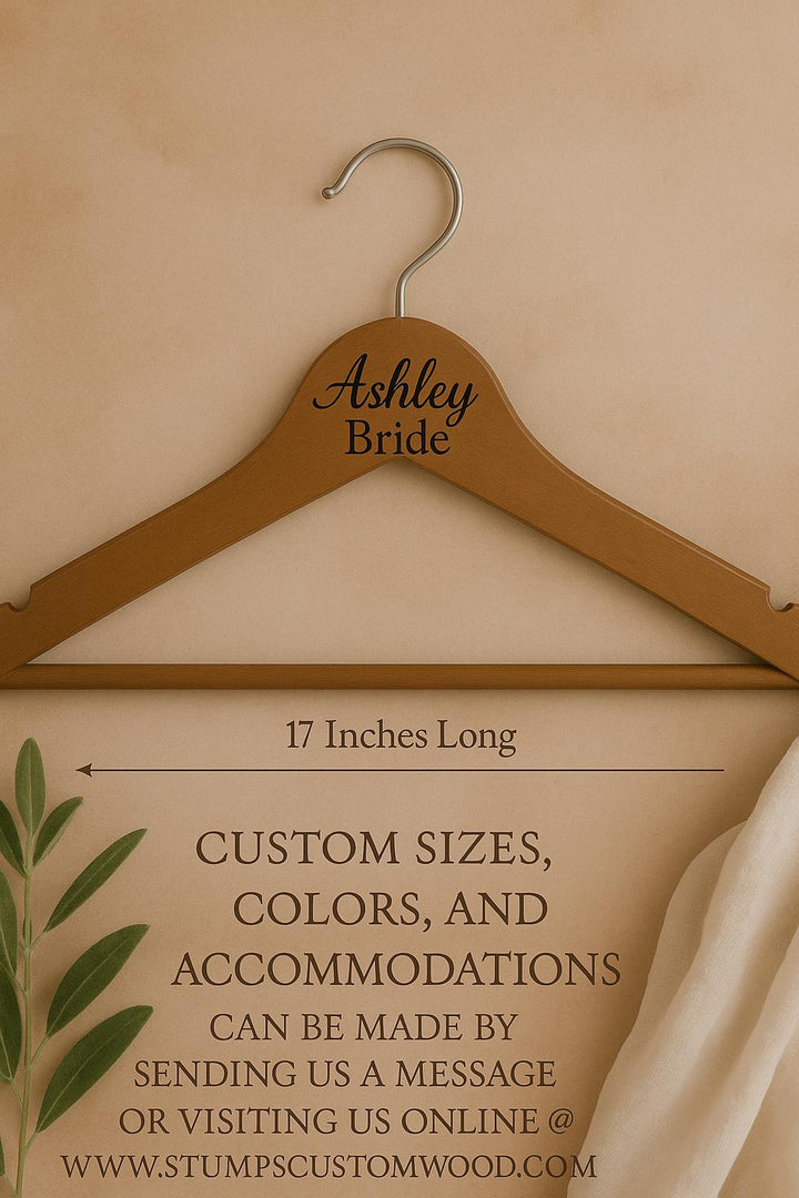 Custom Bridesmaid Hanger – Personalized Wooden Wedding HangerGift Idea - Stumps Custom Wood