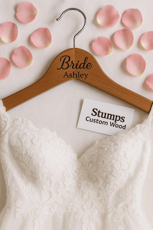 Custom Bridesmaid Hanger – Personalized Wooden Wedding HangerGift Idea - Stumps Custom Wood