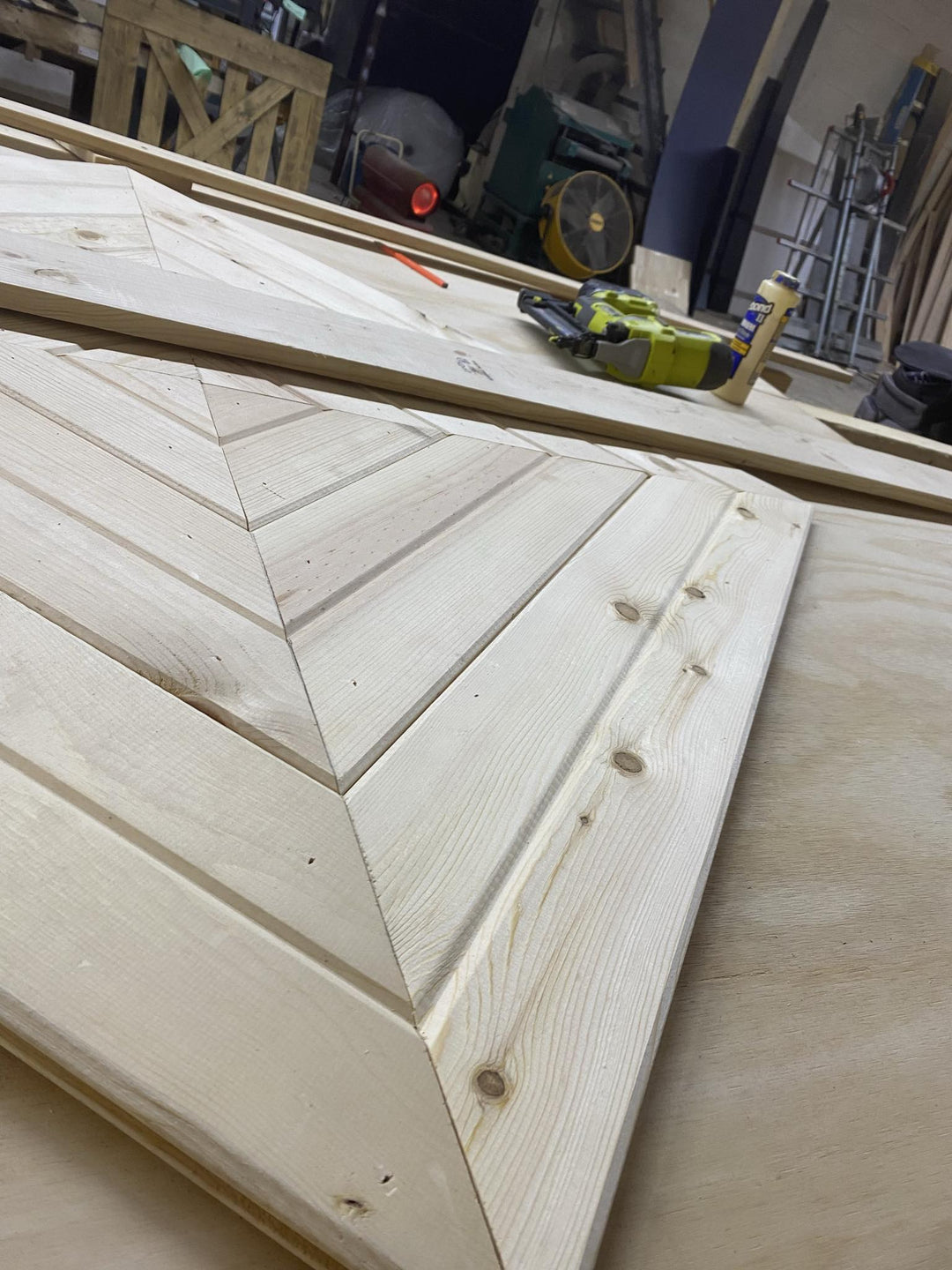 Custom Chevron Barn Door: Solid Pine, Modern Rustic Style - Stumps Custom Wood