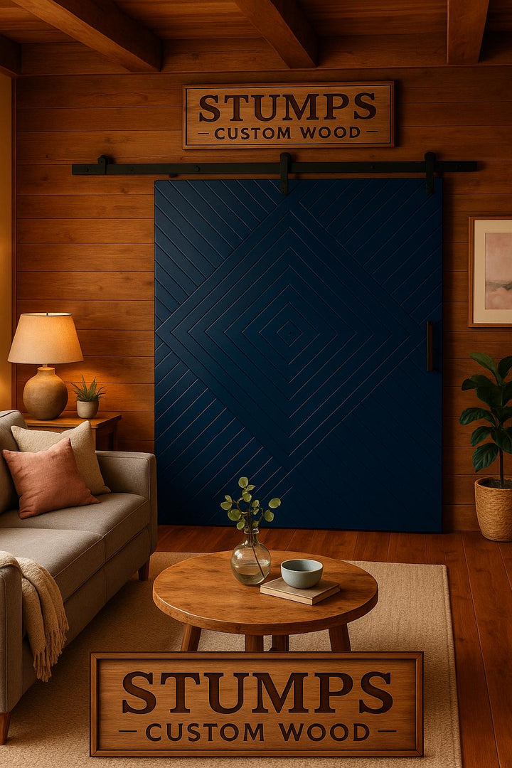 Custom Chevron Barn Door: Solid Pine, Modern Rustic Style - Stumps Custom Wood