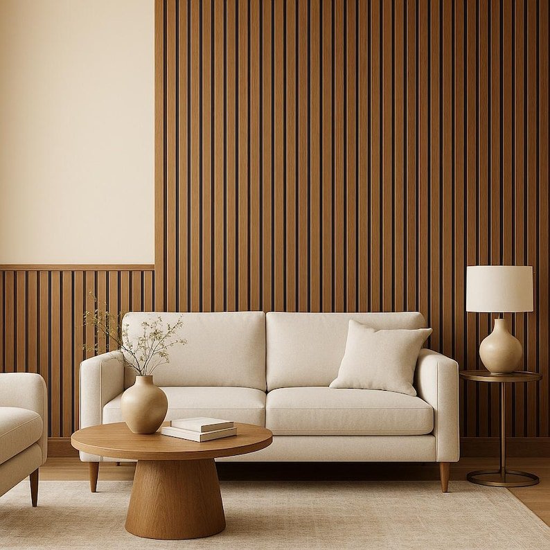 custom oak acoustic slat wall panels – Modern Acoustic Accent Wall - Stumps Custom Wood