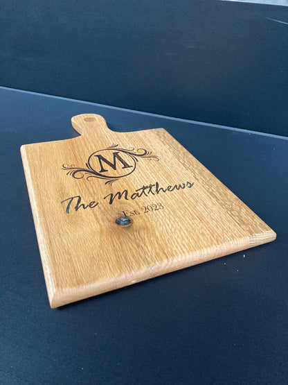 Custom Oak Wedding Cutting Board: Personalized Charcuterie Board - Stumps Custom Wood