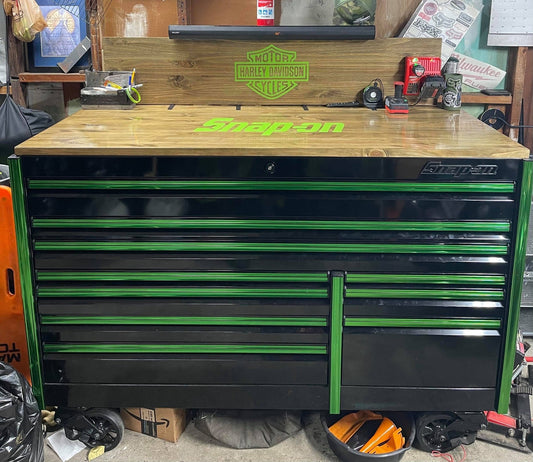 Custom Tool Box Cover: Personalized Butcher Block Workbench Top - Stumps Custom Wood