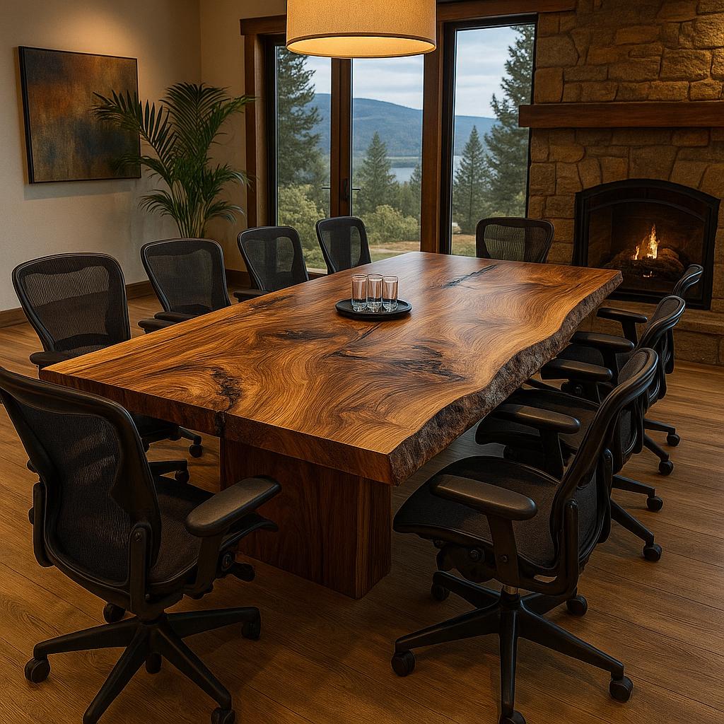 Custom Walnut Live Edge Table: Rustic Handmade Furniture - Stumps Custom Wood