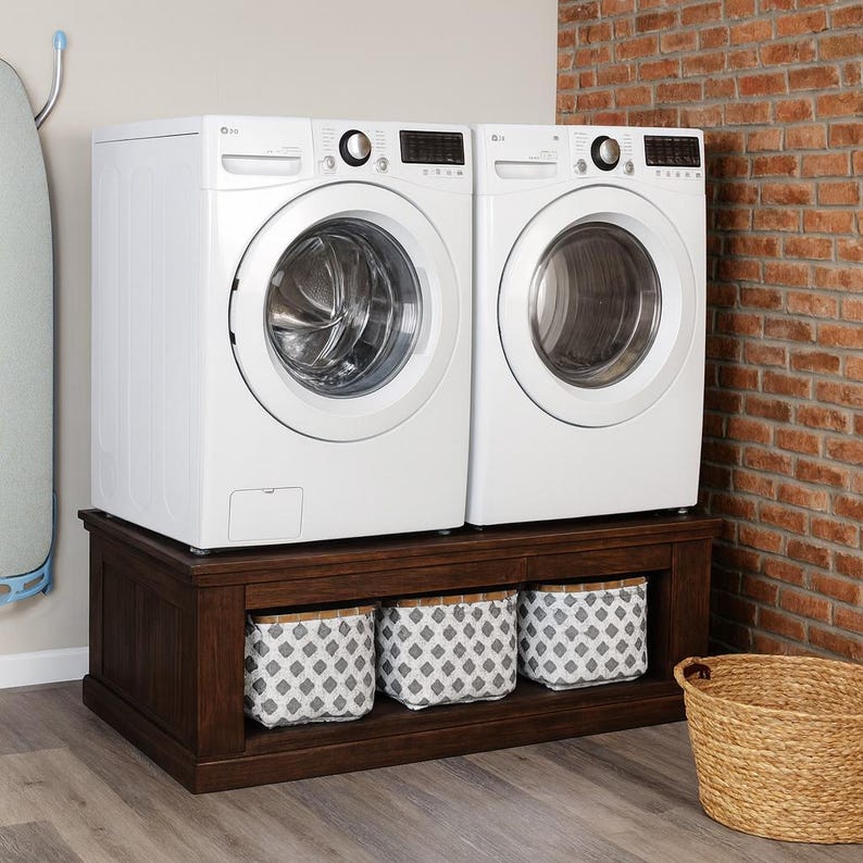 custom washer dryer pedestal | Farmhouse Laundry Base - Stumps Custom Wood