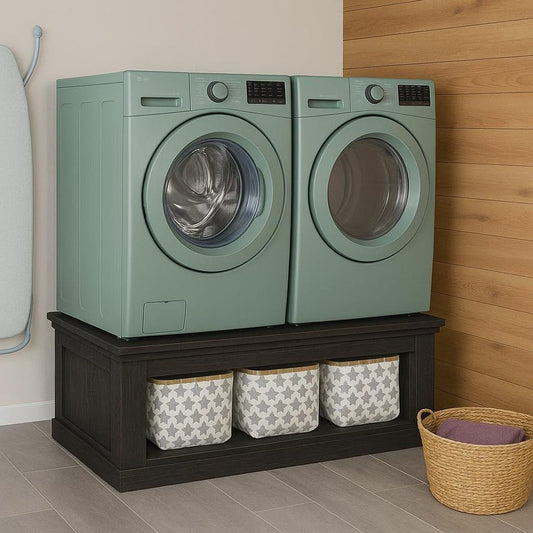 custom washer dryer pedestal | Farmhouse Laundry Base - Stumps Custom Wood