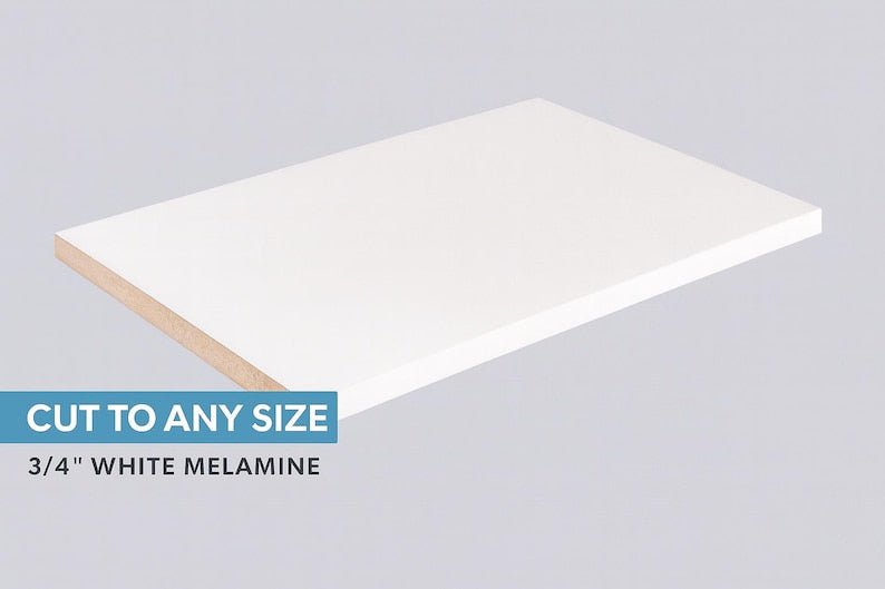 custom white melamine shelves Cut to Order: 3/4" Thick Particleboard - Stumps Custom Wood