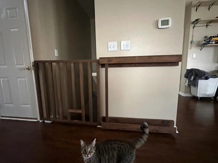 Custom Wood Sliding Pet Gate with Cat Pass-Through | Multi-Pet Safety Barrier - Stumps Custom Wood