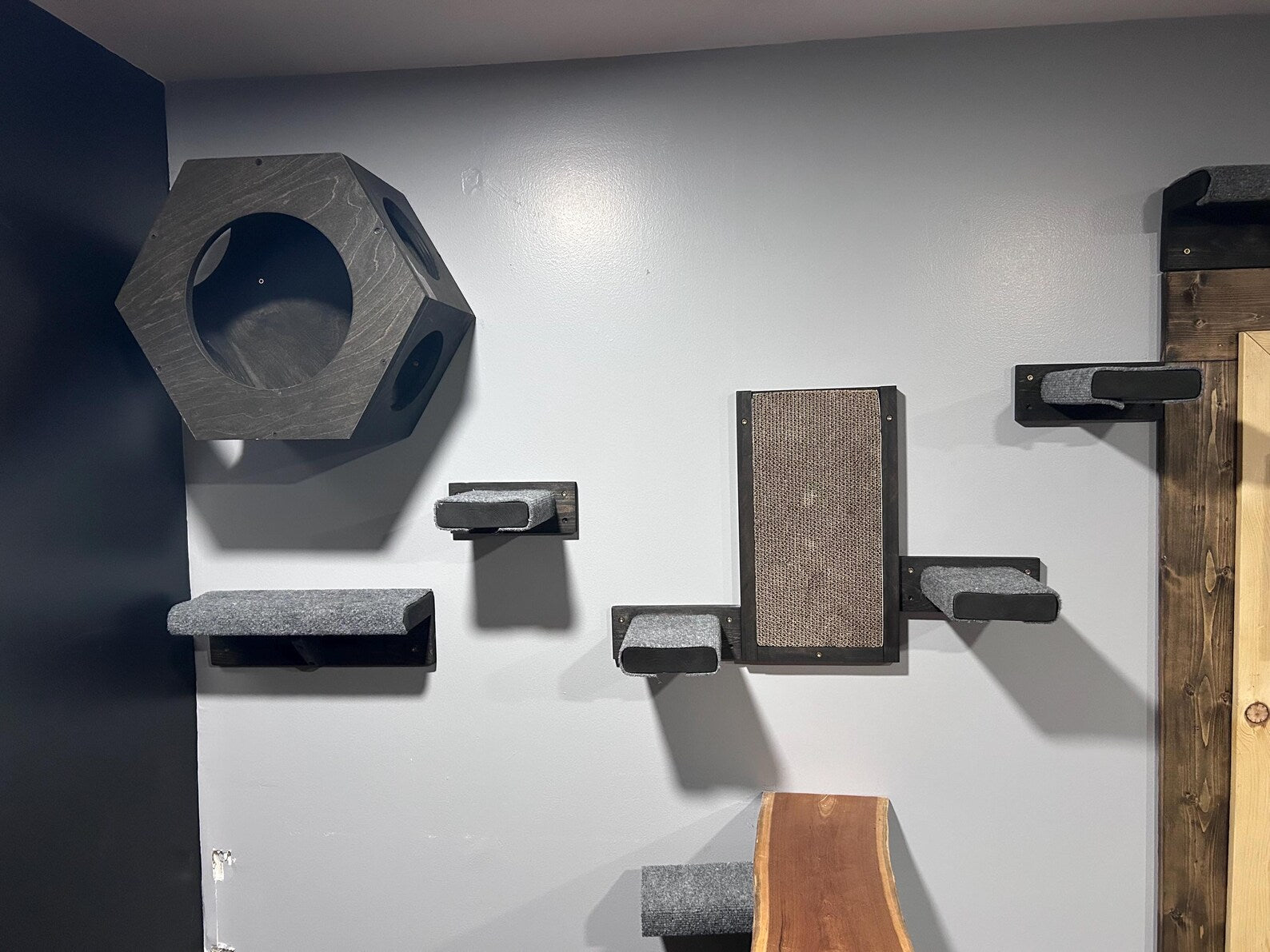 Floating Cat Wall Perch Ledge With Carpet Grip - Stumps Custom Wood