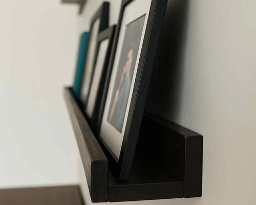 Floating Picture Ledge Shelf – Solid Hardwood Wall Shelf for Photos - Stumps Custom Wood