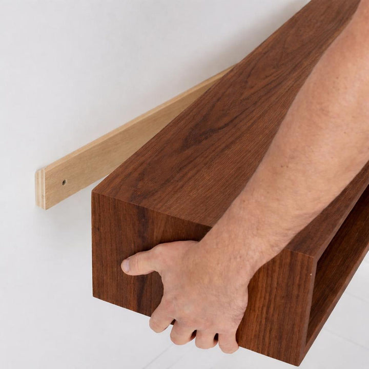 Floating Walnut Bookcase Shelf With Hidden Mount - Stumps Custom Wood