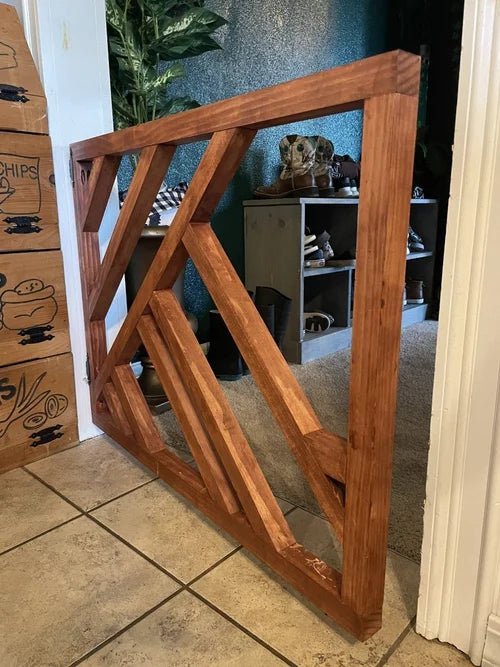 Geometric Design Baby/Pet Gate | Custom Handmade Indoor &amp; Outdoor Gate - Stumps Custom Wood