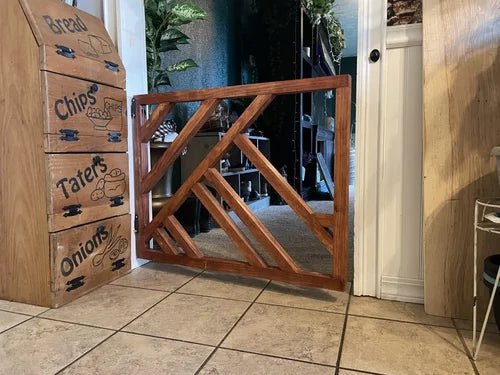 Geometric Design Baby/Pet Gate | Custom Handmade Indoor & Outdoor Gate - Stumps Custom Wood
