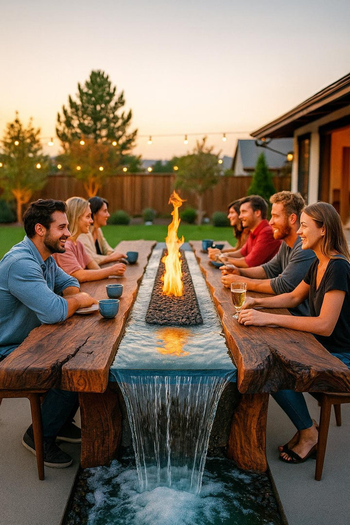 Giant Live Edge Waterfall River Table: Custom Epoxy Resin Dining Table - Stumps Custom Wood