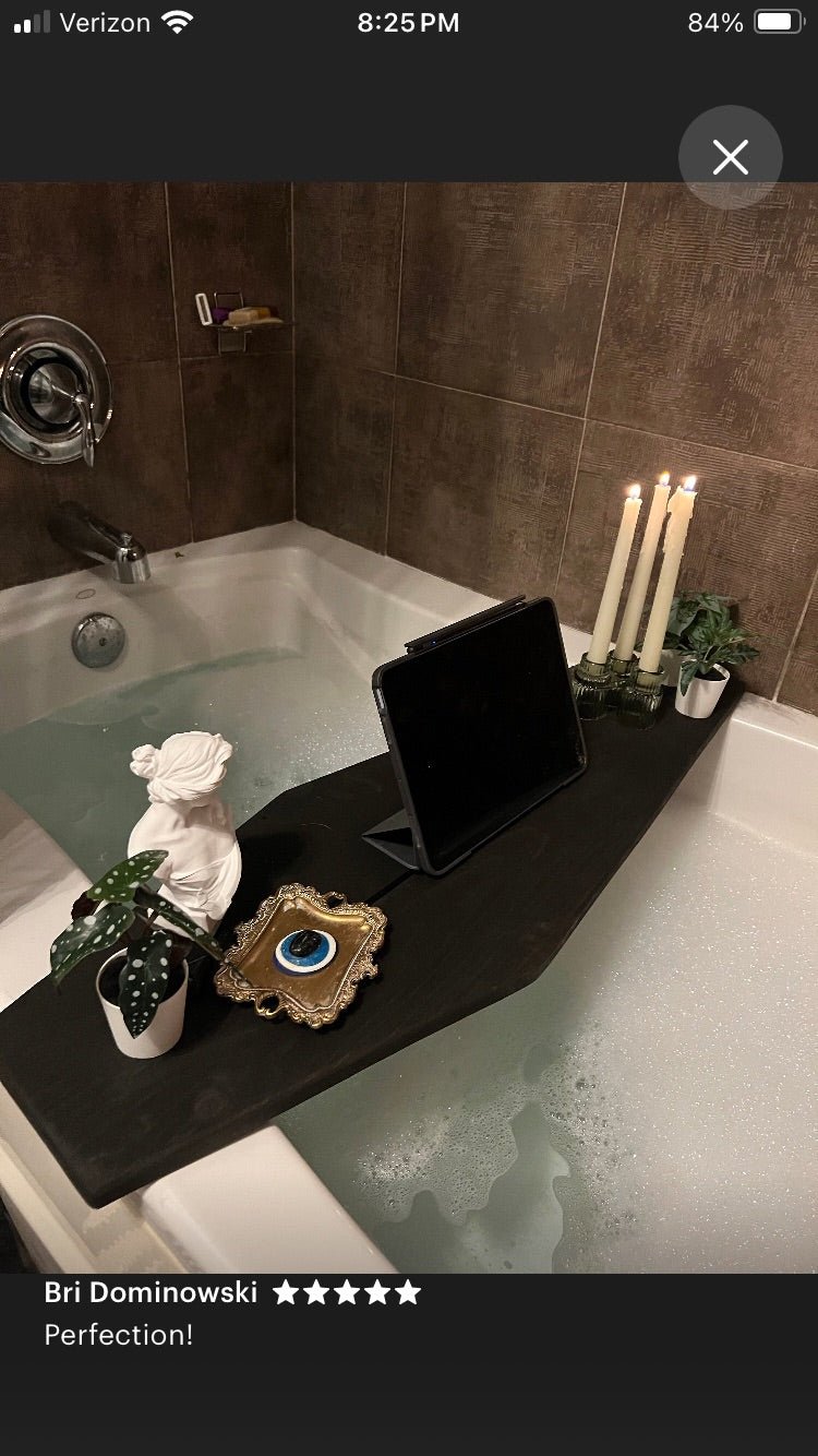 Halloween Coffin Bathtub Caddy | Handmade Wooden Gothic Bath Tray - Stumps Custom Wood