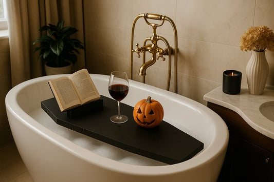 Halloween Coffin Bathtub Caddy | Handmade Wooden Gothic Bath Tray - Stumps Custom Wood