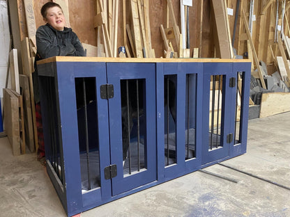 Handmade Dog Crate Coffee Table: Modern Double Kennel Furniture - Stumps Custom Wood