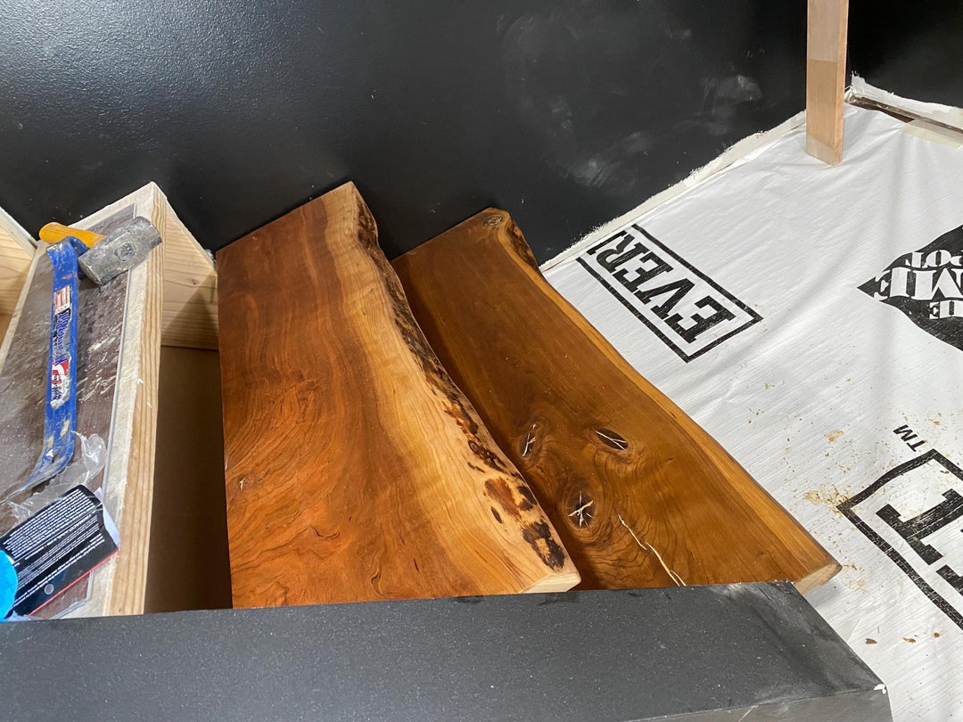 Handmade Live Edge Wood Stair Treads: Rustic Modern Upgrade (4 Pack) - Stumps Custom Wood