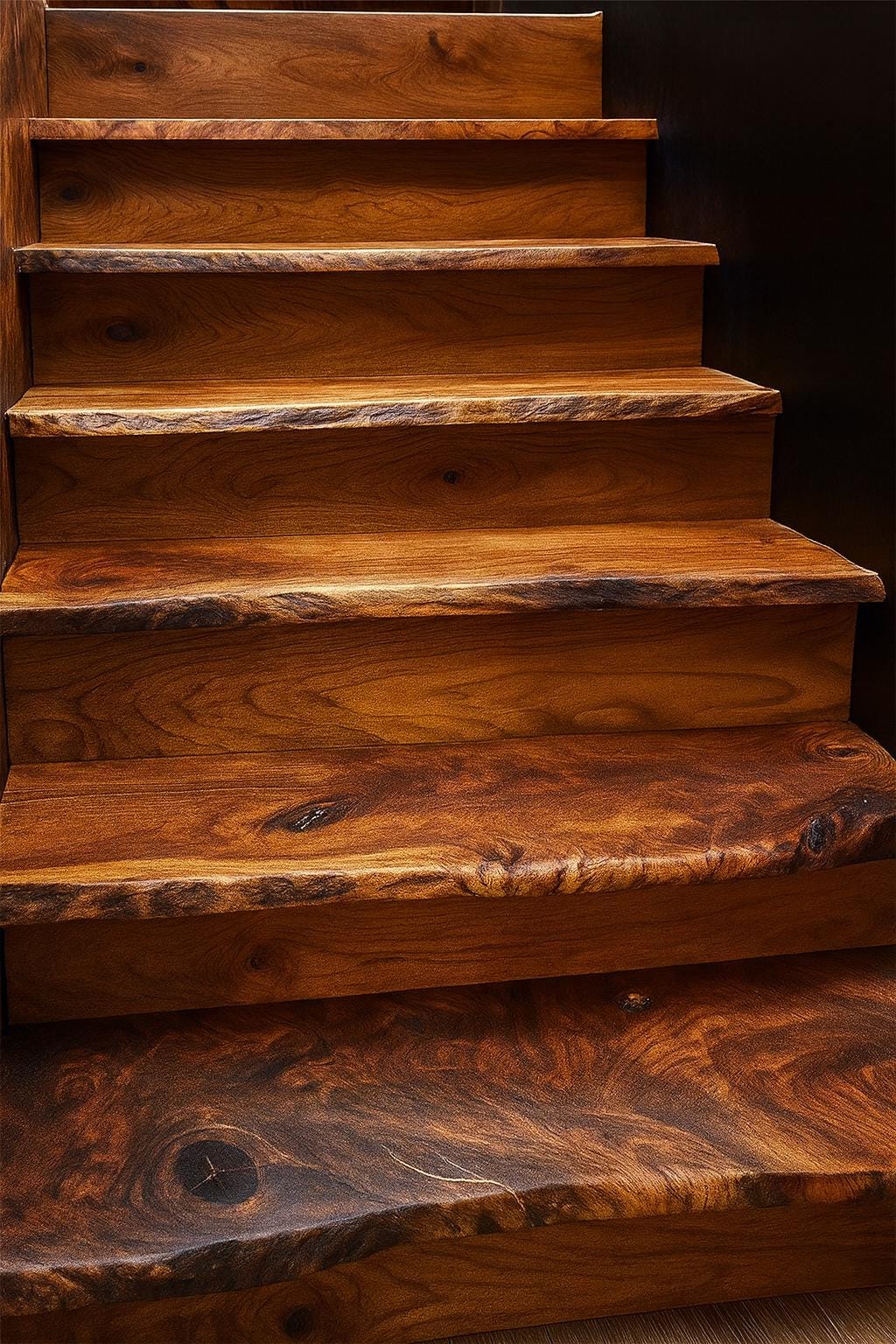 Handmade Live Edge Wood Stair Treads: Rustic Modern Upgrade (4 Pack) - Stumps Custom Wood