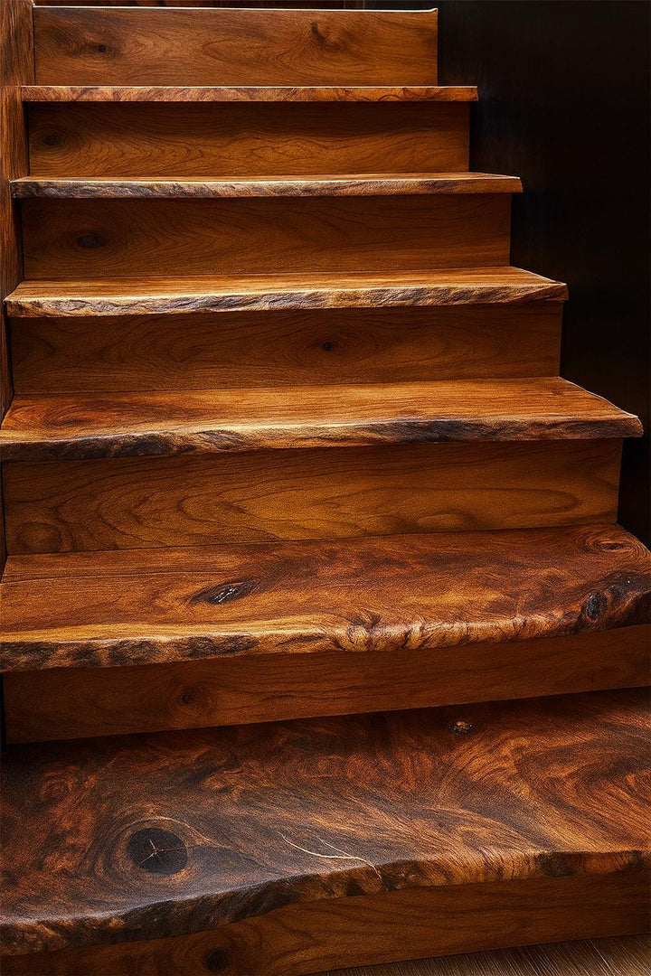 Handmade Live Edge Wood Stair Treads: Rustic Modern Upgrade (4 Pack) - Stumps Custom Wood