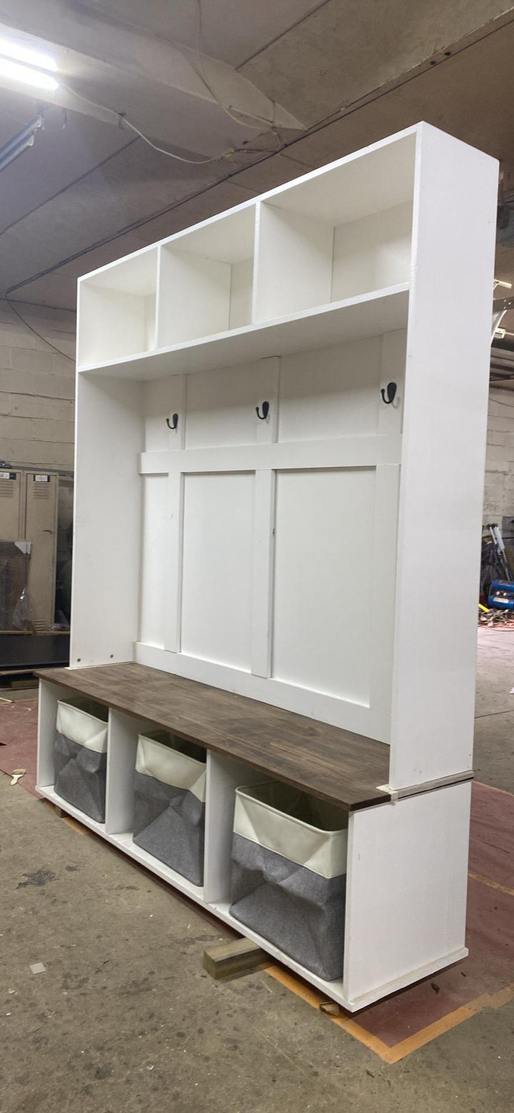 Handmade Mudroom Organizer: Entryway Bench with Coat and Hat Holder - Stumps Custom Wood