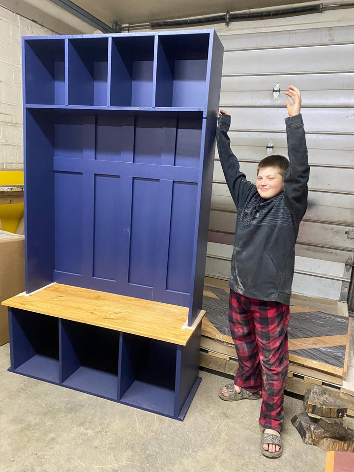 Handmade Mudroom Organizer: Entryway Bench with Coat and Hat Holder - Stumps Custom Wood
