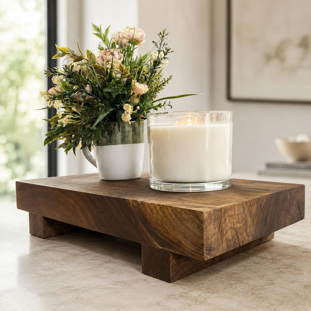 Handmade Walnut Wood Riser, Tabletop Plant Stand, Candle Display Shelf - Stumps Custom Wood