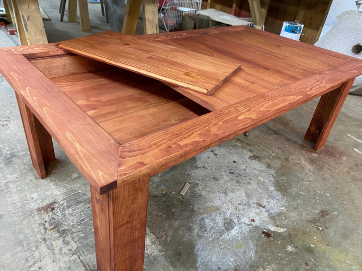Handmade Wood Puzzle Table with Storage - Stumps Custom Wood - Stumps Custom Wood