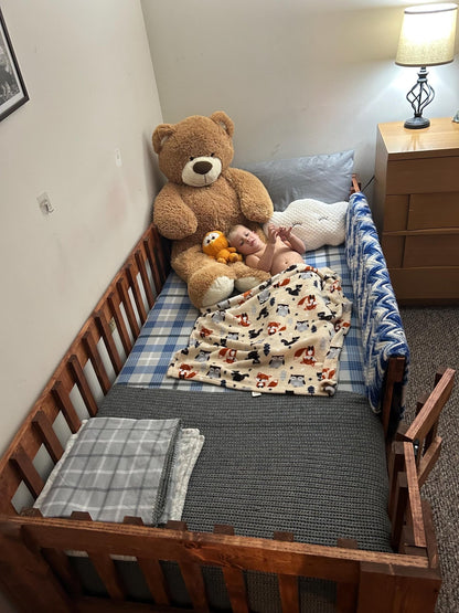 Handmade Wooden Toddler Bed: Sustainable Kids Guardrail Bed - Stumps Custom Wood