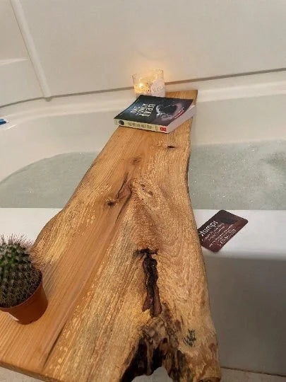 Spalted Bathtub Tray | Handmade Wooden Bath Board with Unique Grain